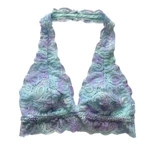 VS Pink Halter Bralette - Pastel Blue & Lavender, Size S